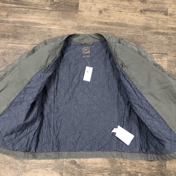 Gap Quilted Lined Moto Vintage Flight Utility Jacket Gray Full Zip NWT Size 6 - Picture 10 of 10